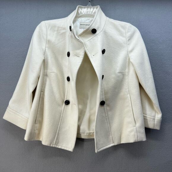 Banana Republic Pea Coat Women's Size S White 48% Wool Classic Elegant Preppy - Picture 2 of 11